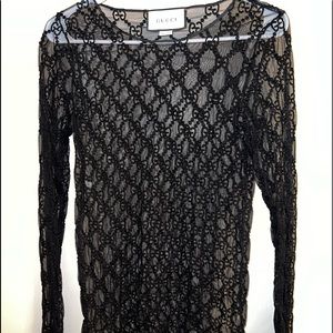 Gucci Embroidered Mesh Top